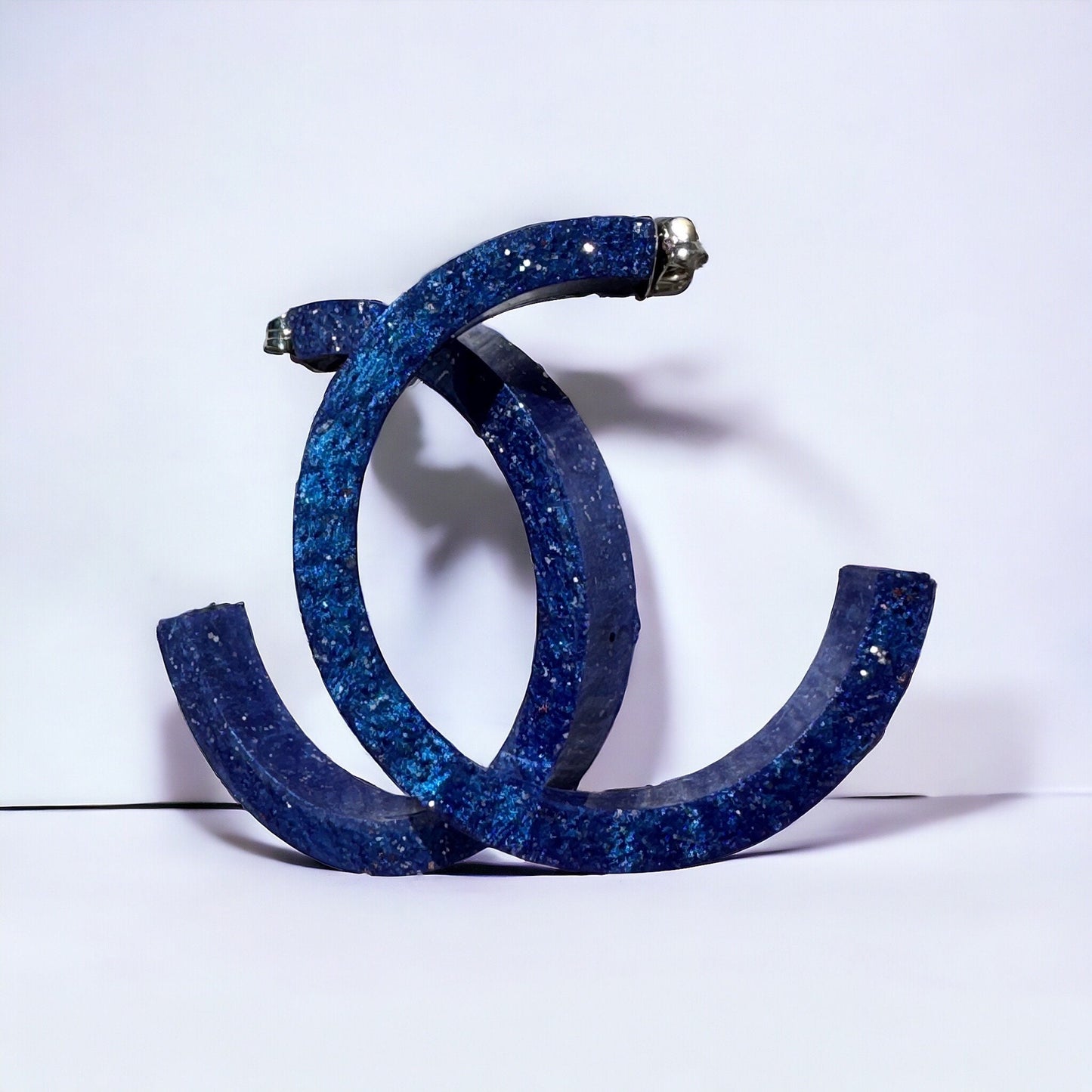 Blue Glitter hoop Resin Earrings
