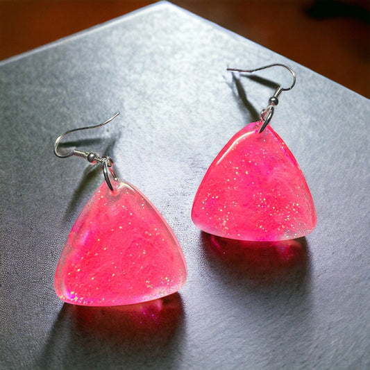 That 80s Neon Glitter Pink Earrings