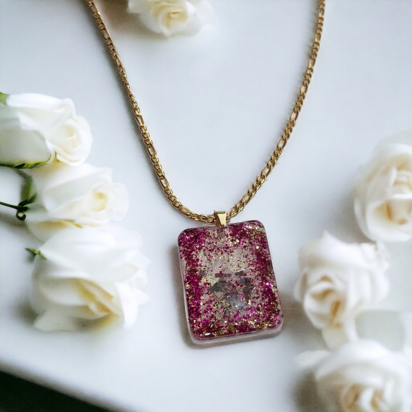 Golden Red Resin Necklace