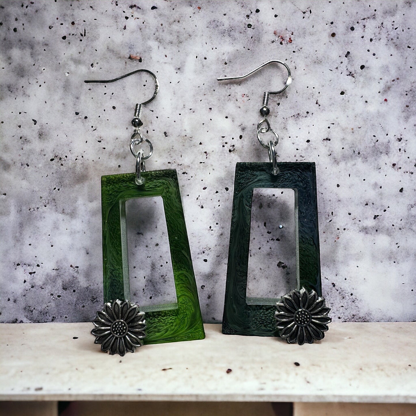 Green Resin Earrings