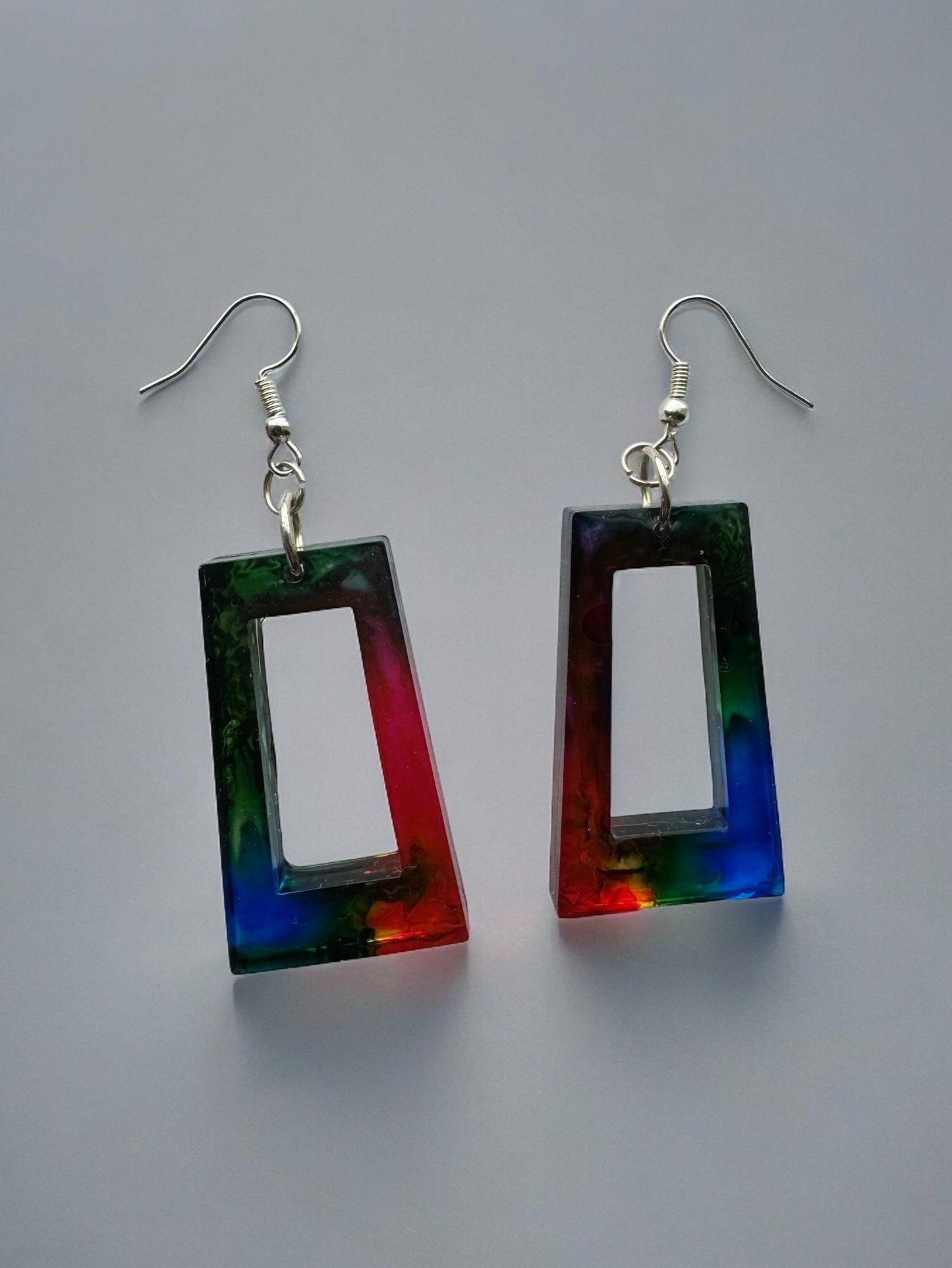 Multicolor Swirl Resin Earrings.