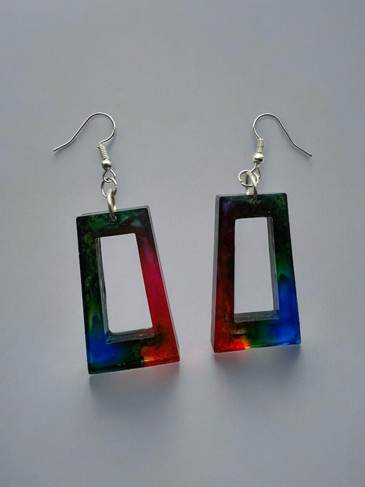 Multicolor Swirl Resin Earrings.