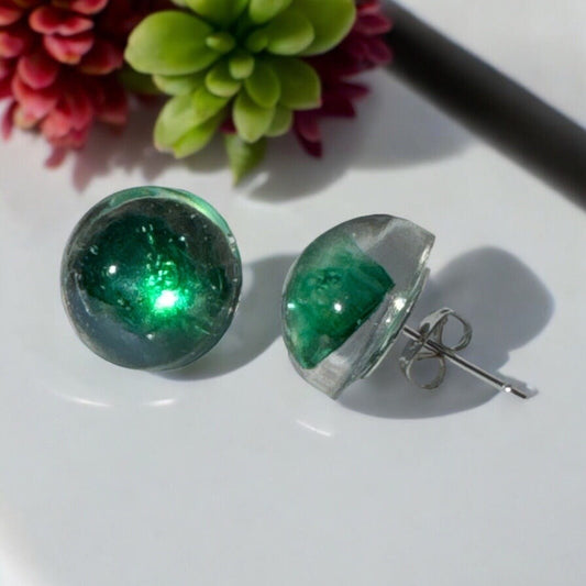 Green Drop Resin Earrings