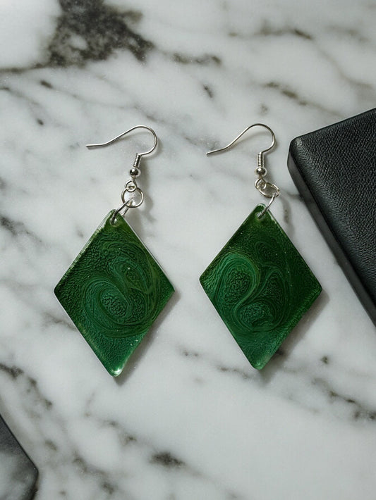 Green Resin Earrings