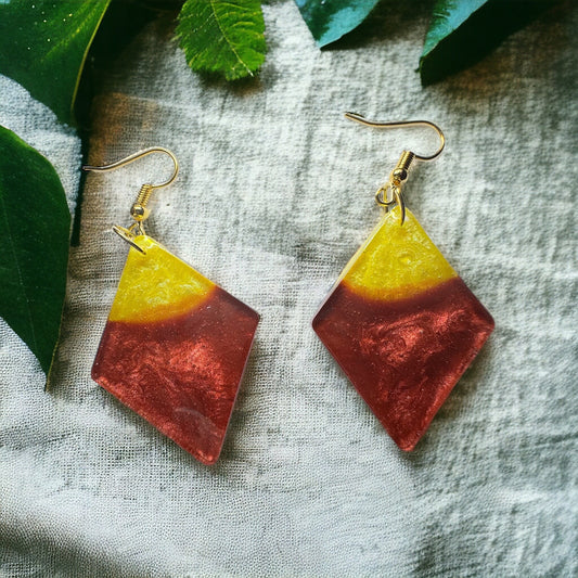 Copper and Gold Resin Earrings