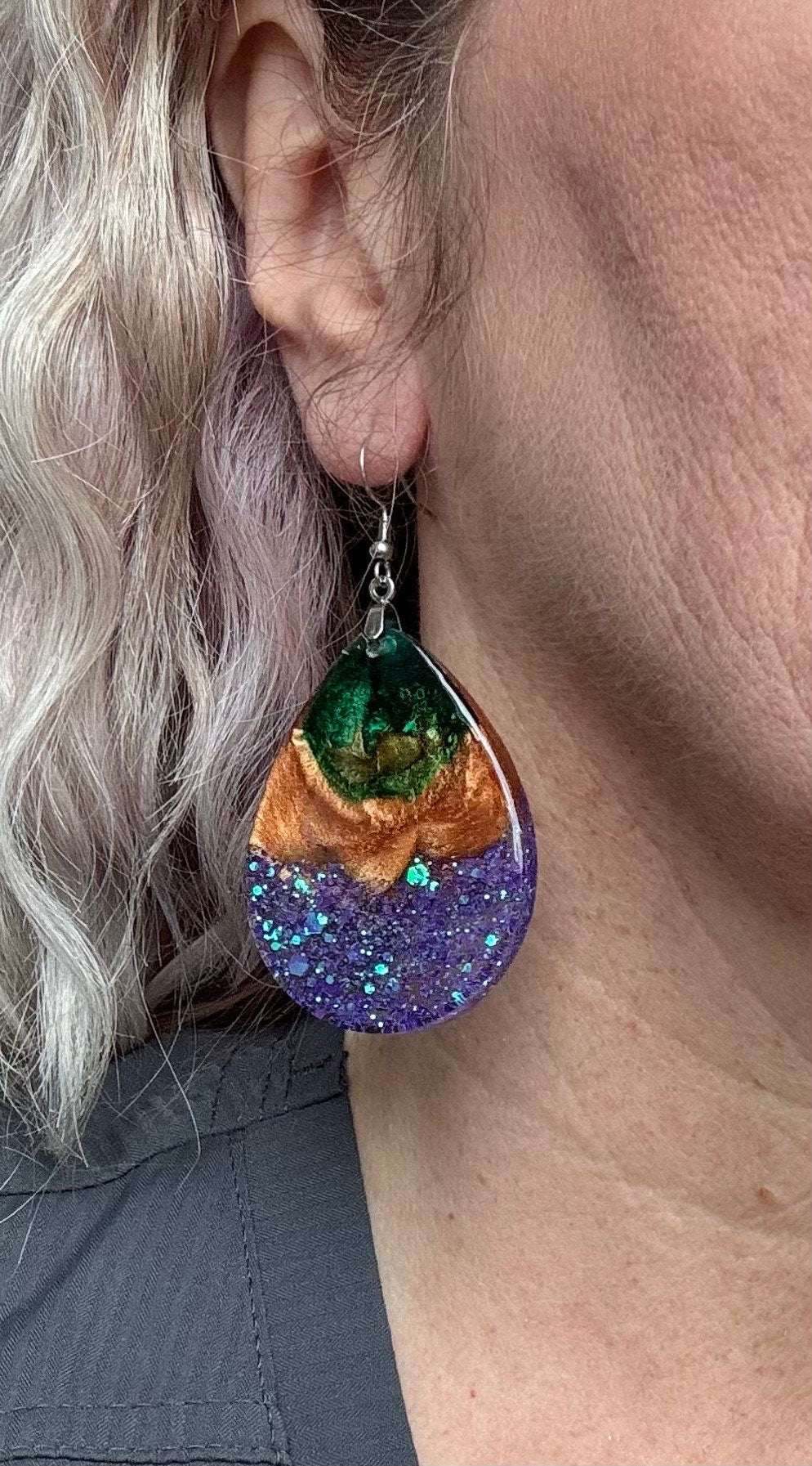 Large Multicolor Resin Earrings