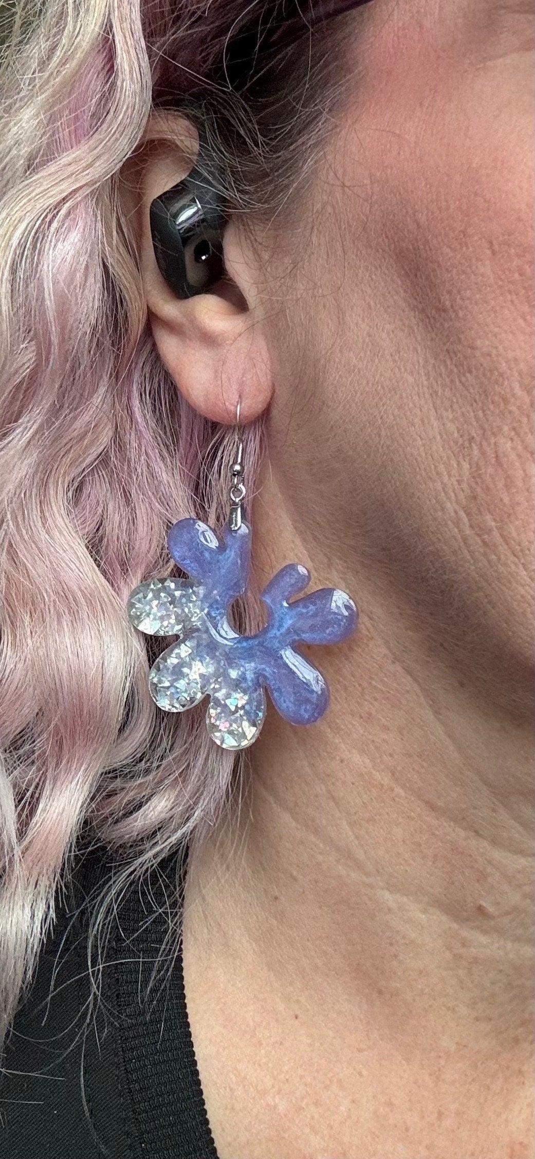 Lavender Flower Resin Earrings