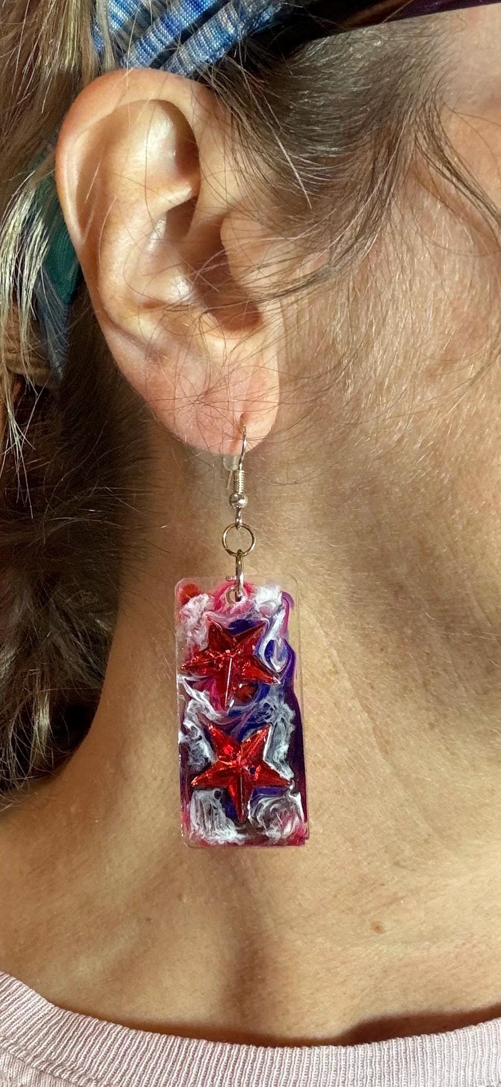 Red, White&Blue Resin Earrings