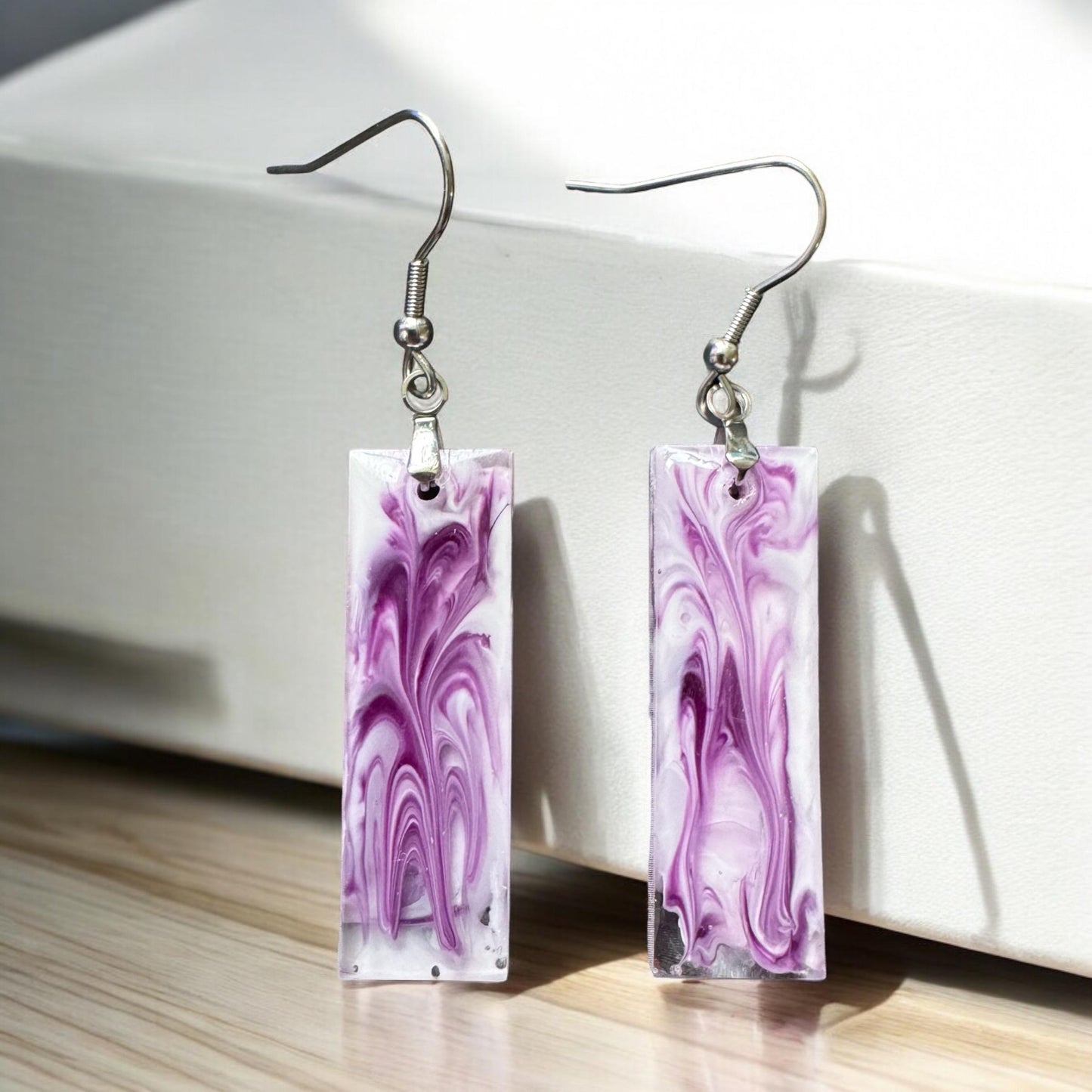 Purple Swirl Resin Earrings
