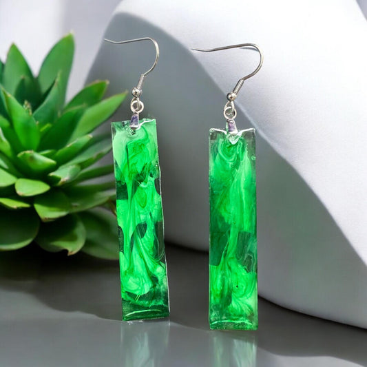 Emerald Green Resin Earrings