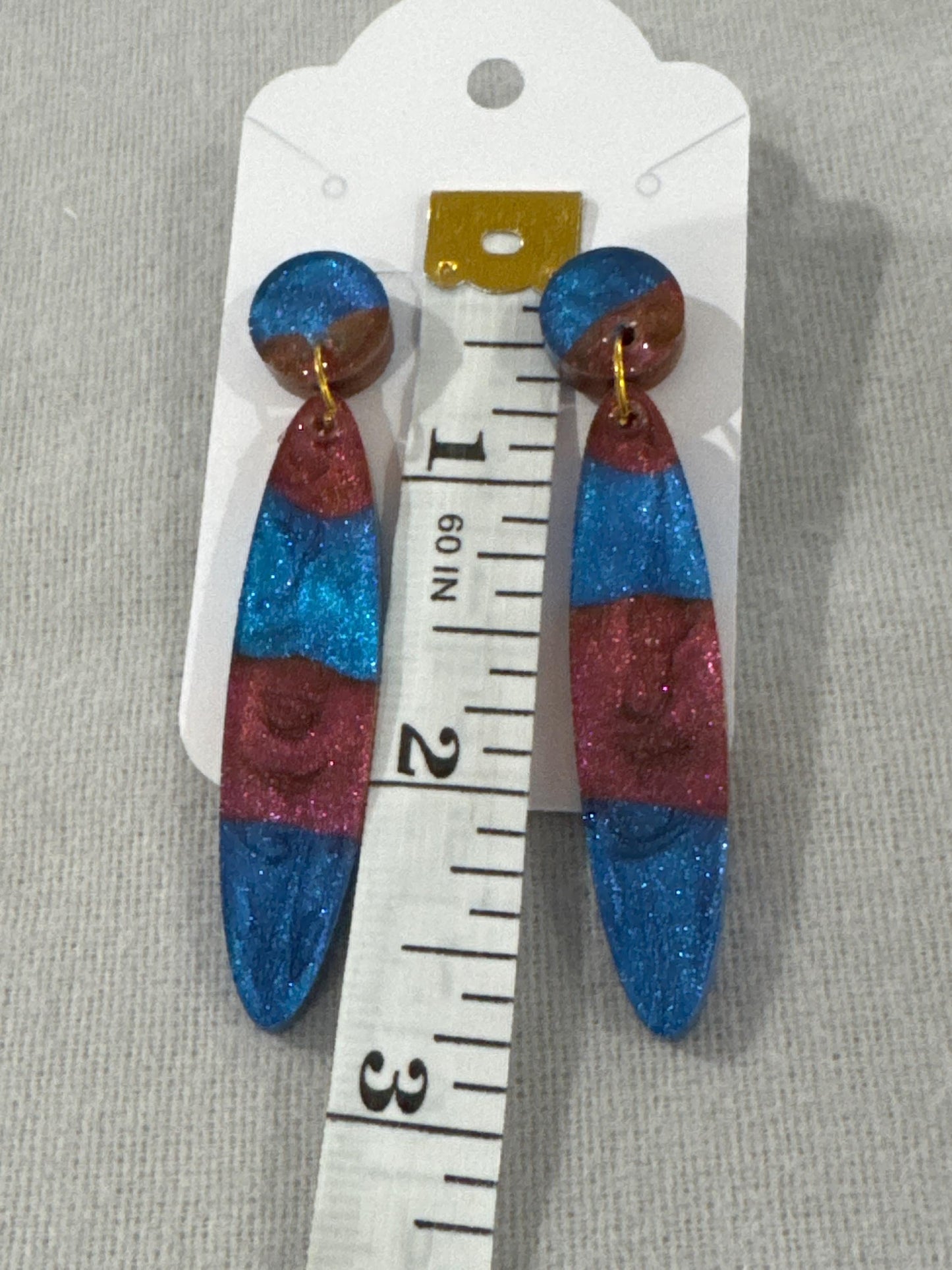 Blue and Copper Resin Earrings