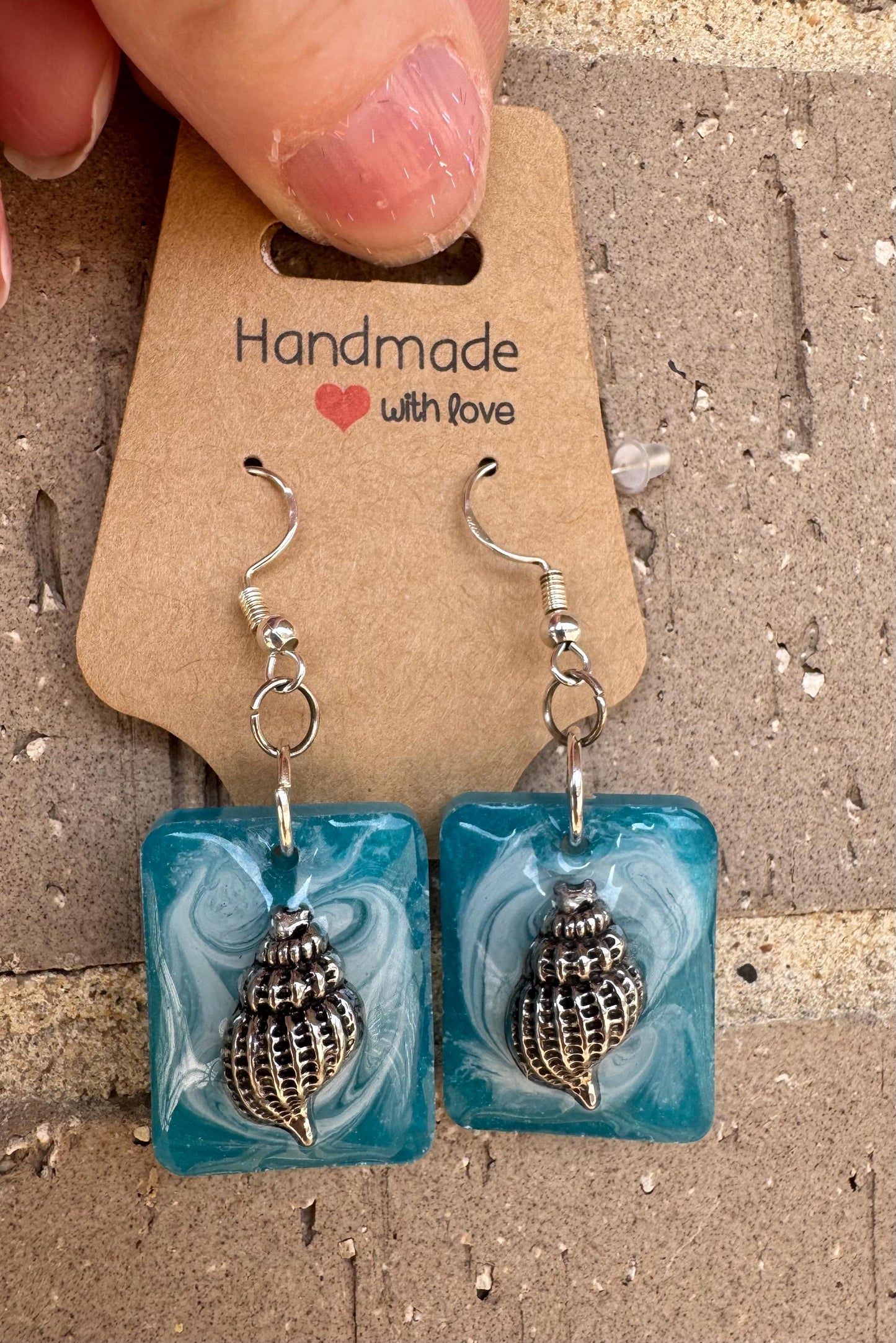 Seashell in Ocean Resin Earrings
