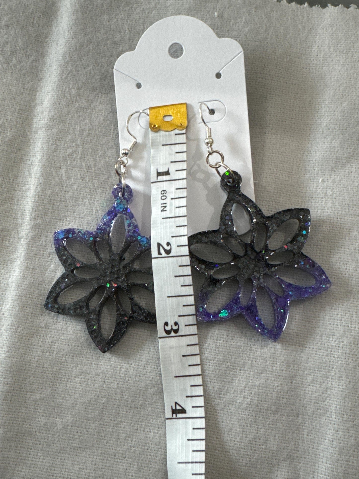 Snowflake Flower Glitter Shine Resin Earrings
