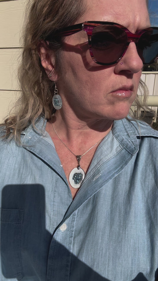 Glass in Resin Necklace and Earrings